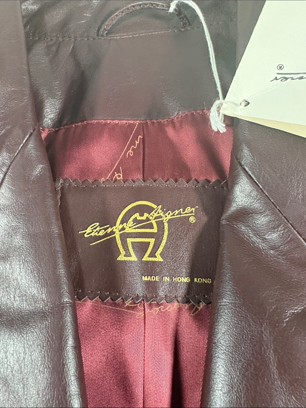 NWT VTG Etienne Aigner Oxblood Leather Blazer Jacket Deadstock Sz 12 - Picture 2 of 10